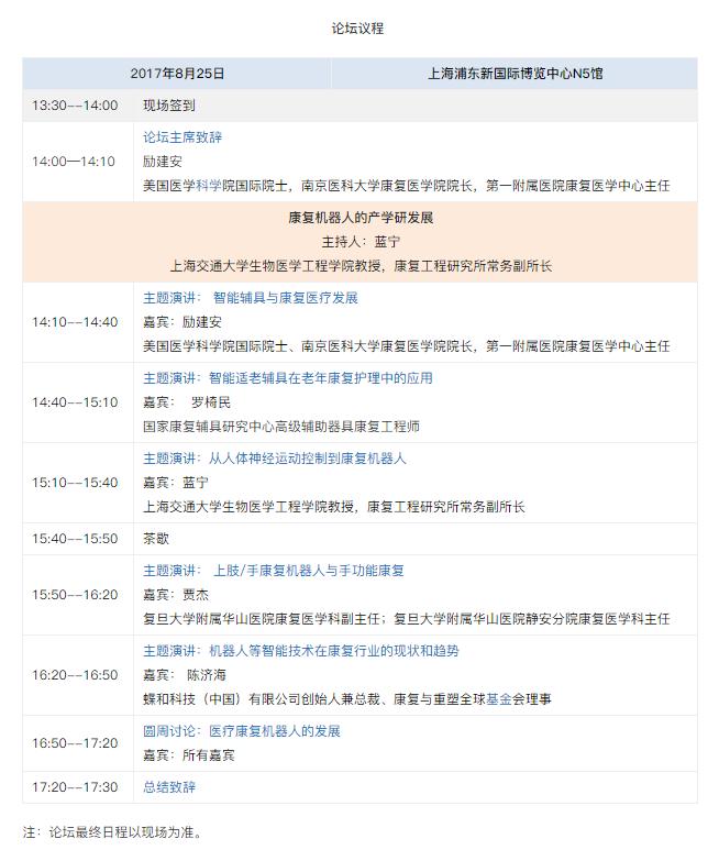 2017世界醫療(康復)機器人創新與發展高峰論壇
